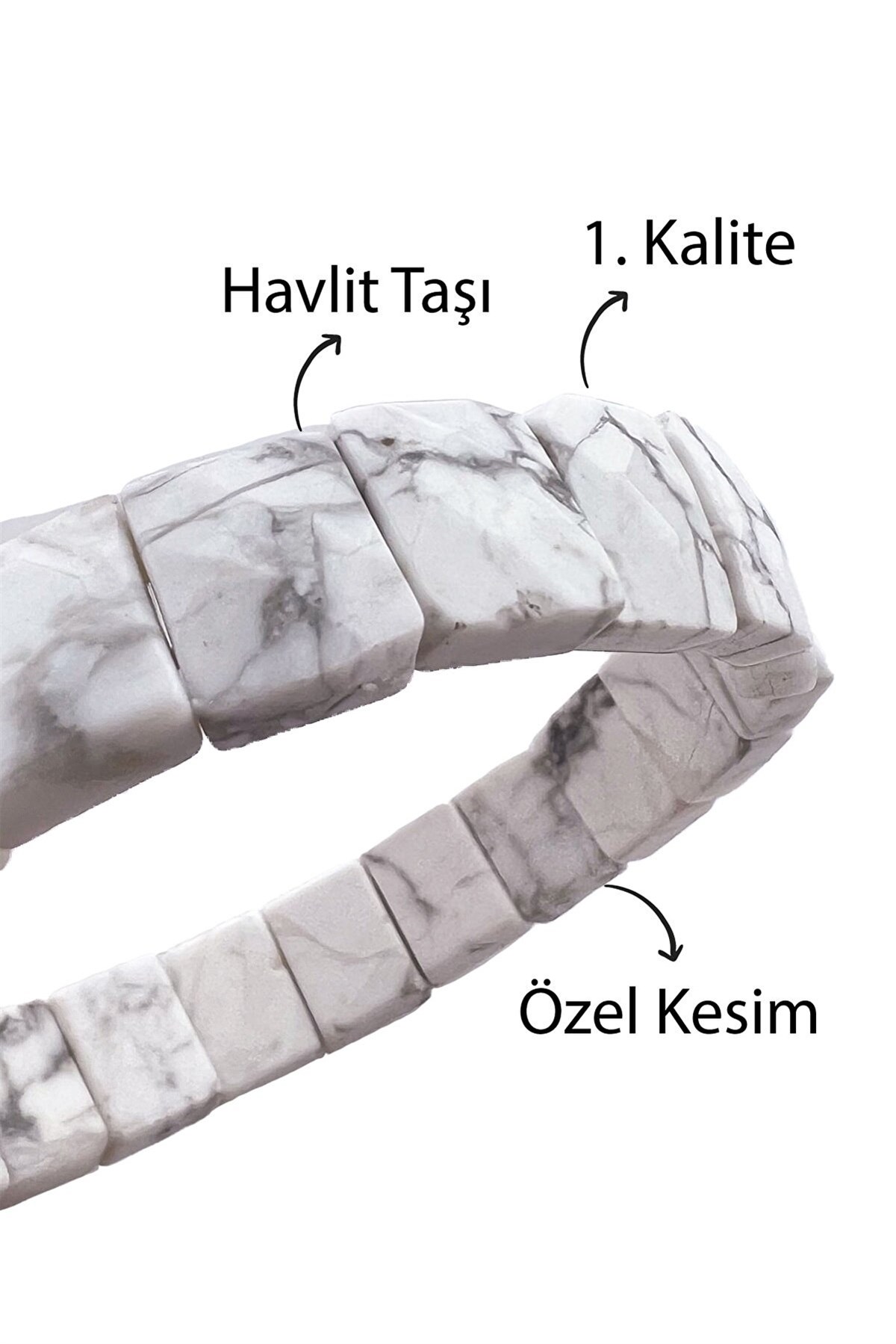 Seay Havlit Taşı Doğal Taş Rolex Bileklik Howlite Natural Stone
