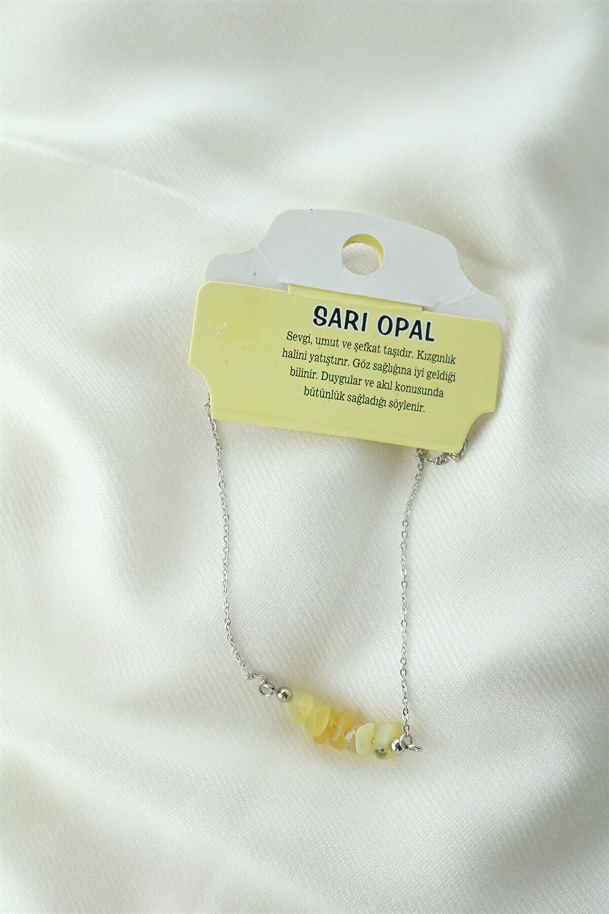 Seay Sarı Opal Taşı Kırık Model Doğaltaş Kadın Kolye
